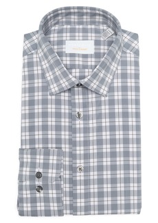 Perry Ellis Slim Fit Check Print Tech Shirt in White/Grey at Nordstrom Rack