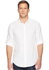 Perry Ellis Slim Fit Solid Linen Roll Sleeve Shirt
