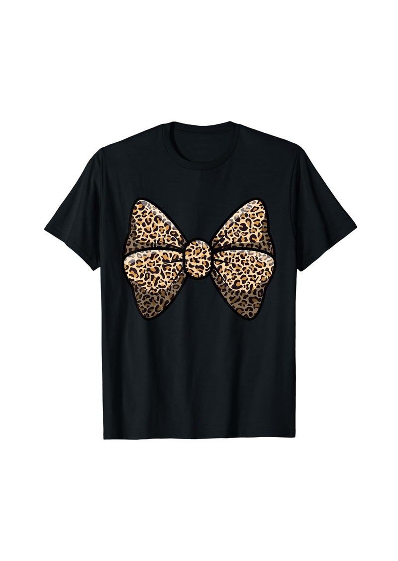 Perry Ellis Womens Leopard Cheetah Animal Print Bow Tie T-Shirt