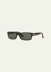 Persol Men's Polarized Rectangle Solid Acetate Sunglasses