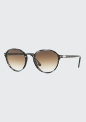 Persol Men's Round Tortoiseshell Acetate Sunglasses