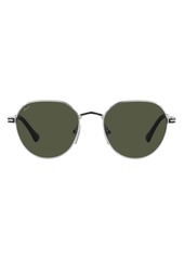 Persol PO2486S Hexagonal Sunglasses, Silver/Black/Green