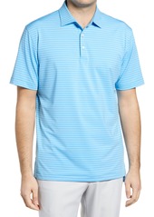 Peter Millar Crafty Stripe Short Sleeve Performance Polo in Beta Blue at Nordstrom
