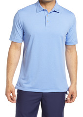 Peter Millar Halford Stripe Short Sleeve Performance Golf Polo in Blue Sea at Nordstrom