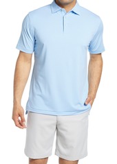 Peter Millar Jubilee Stripe Short Sleeve Stretch Jersey Polo in Riverbed/White at Nordstrom