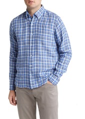 Peter Millar Bella Vue Linen Button-Up Sport Shirt in Blue Pearl at Nordstrom Rack