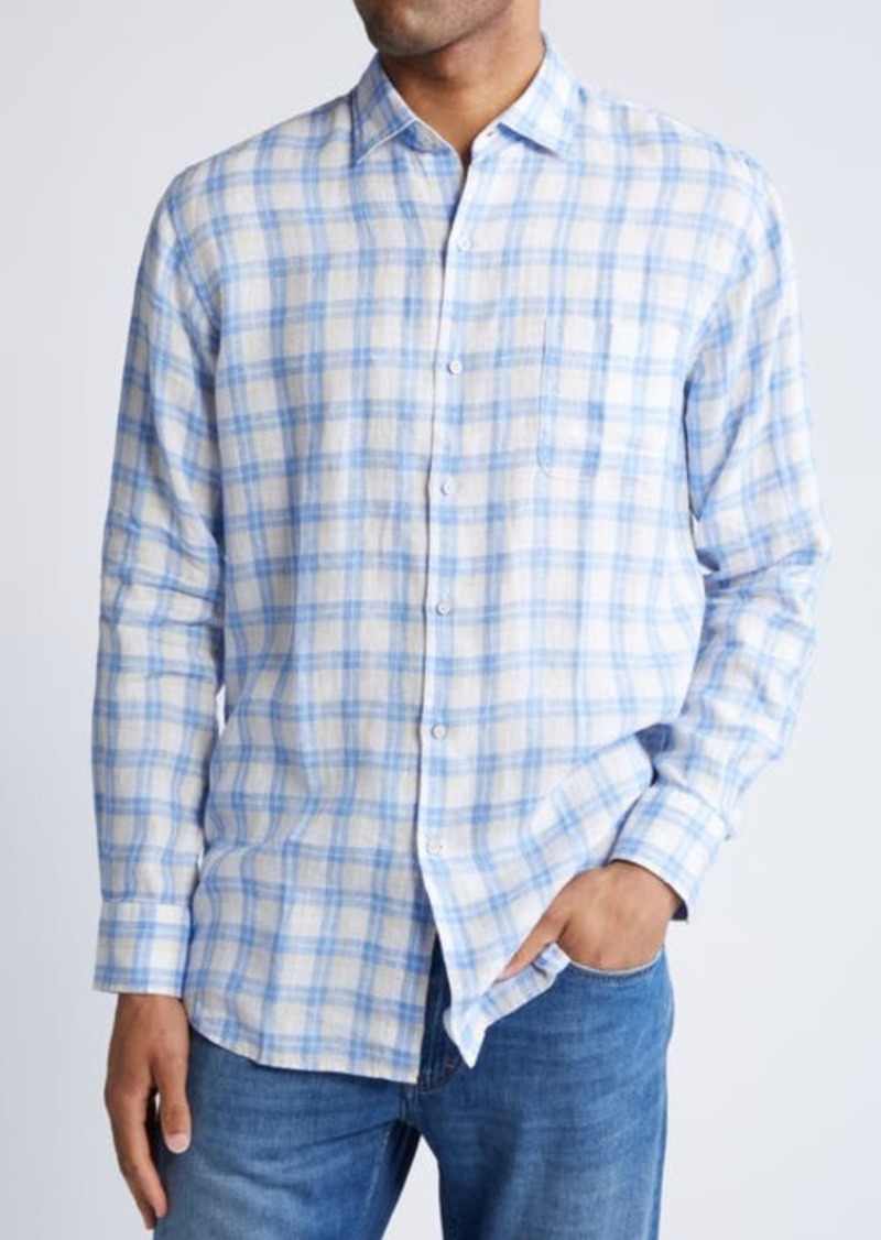 Peter Millar Edisto Check Linen Button-Up Shirt