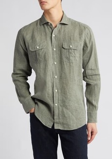 Peter Millar Florian Slub Linen Button-Up Shirt