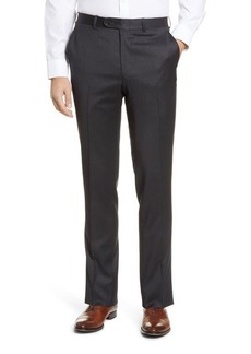 Peter Millar Harker Flat Front Solid Stretch Wool Dress Pants in Charcoal at Nordstrom