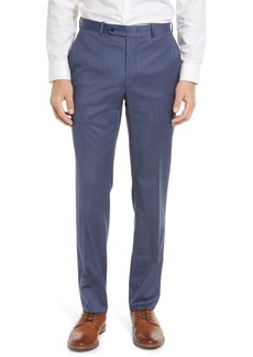 Peter Millar Men's Tailored Flat Front Stretch Wool Dress Pants in Mid Blue at Nordstrom