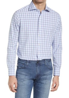 Peter Millar Ornette Grid Check Performance Button-Up Shirt in Watsonia at Nordstrom
