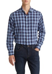 Peter Millar Randall Plaid Performance Poplin Shirt in Navy at Nordstrom Rack