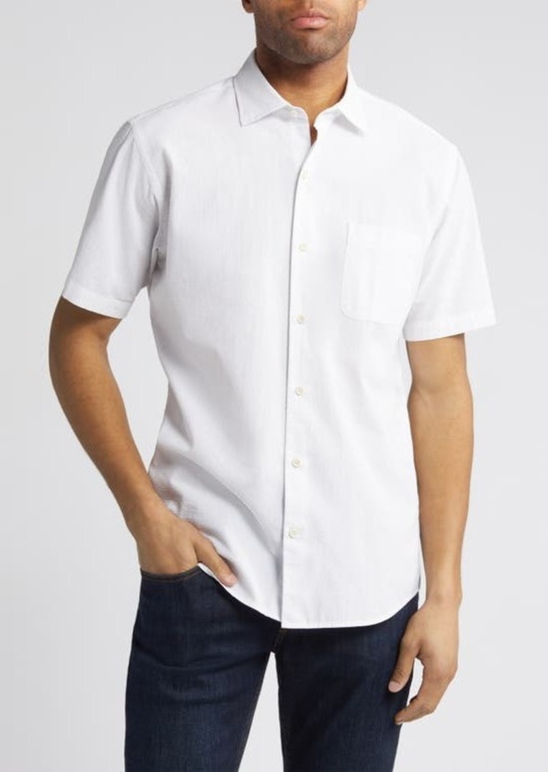 Peter Millar Seaward Solid Short Sleeve Seersucker Button-Up Shirt