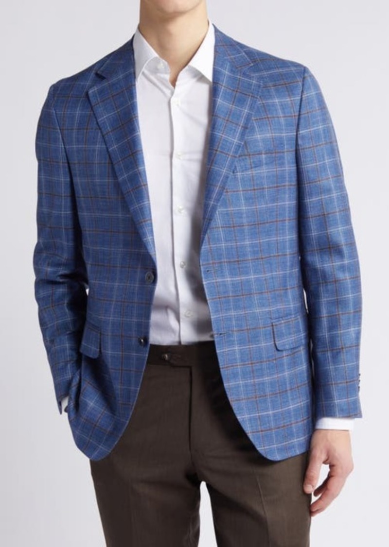 Peter Millar Tailored Fit Plaid Wool Blend Sport Coat