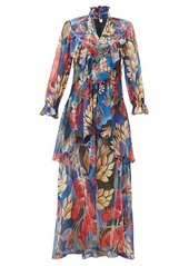 Peter Pilotto Ruffle-trim floral-print silk-georgette gown