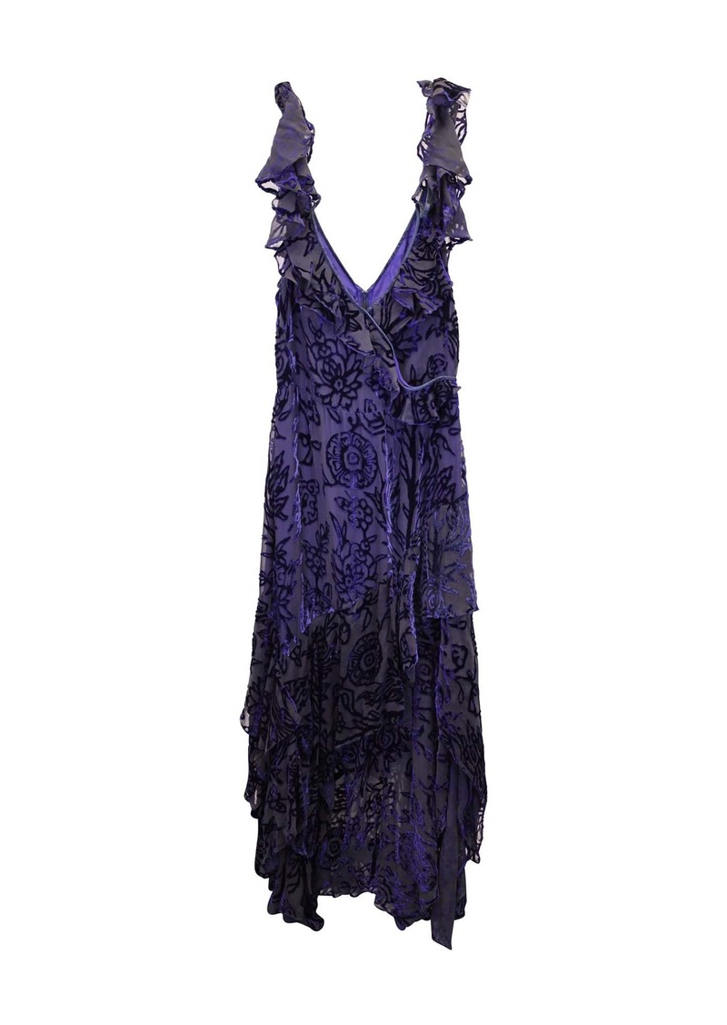 Peter Pilotto Ruffled Cocktail Dress in Violet Viscose