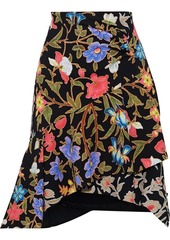 Peter Pilotto Woman Asymmetric Layered Floral-print Cloqué Skirt Black