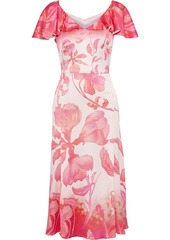 Peter Pilotto Woman Ruffled Floral-print Hammered Silk-blend Satin Dress Pink