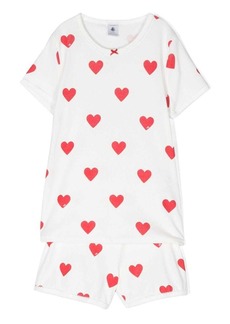 Petit Bateau Court heart-print pajama set