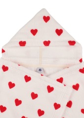 Petit Bateau Heart Print Cotton Towel W/ Hood