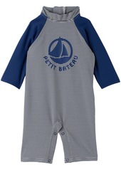 Petit Bateau Baby Blue Logo Romper