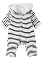 Petit Bateau Baby White & Navy Padded Jumpsuit