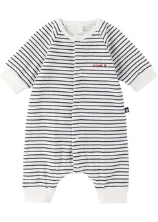 Petit Bateau Baby White & Navy Striped Bodysuit
