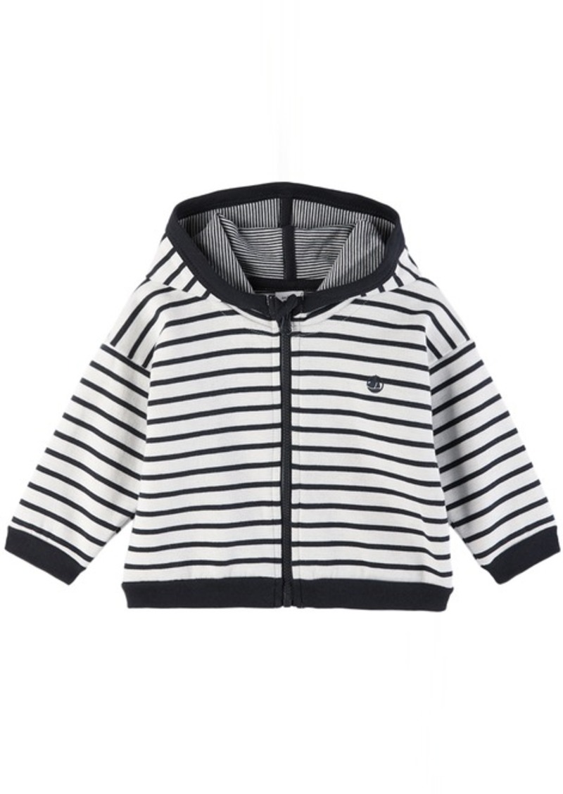 Petit Bateau Baby White & Navy Striped Hoodie