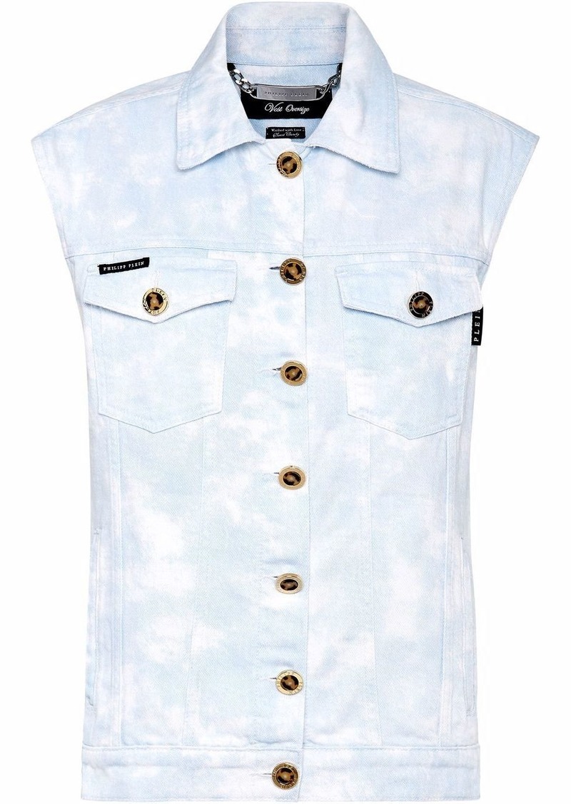 Philipp Plein bleach-effect denim vest