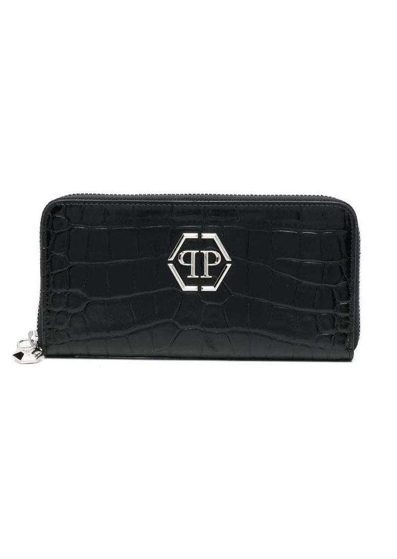 Philipp Plein crocodile-embossed leather purse