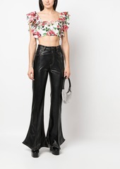 Philipp Plein cropped floral-print blouse