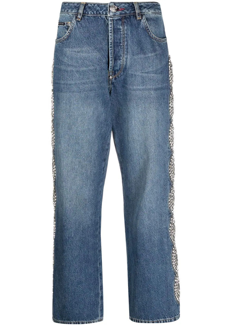 Philipp Plein Crystal Cable wide-leg jeans