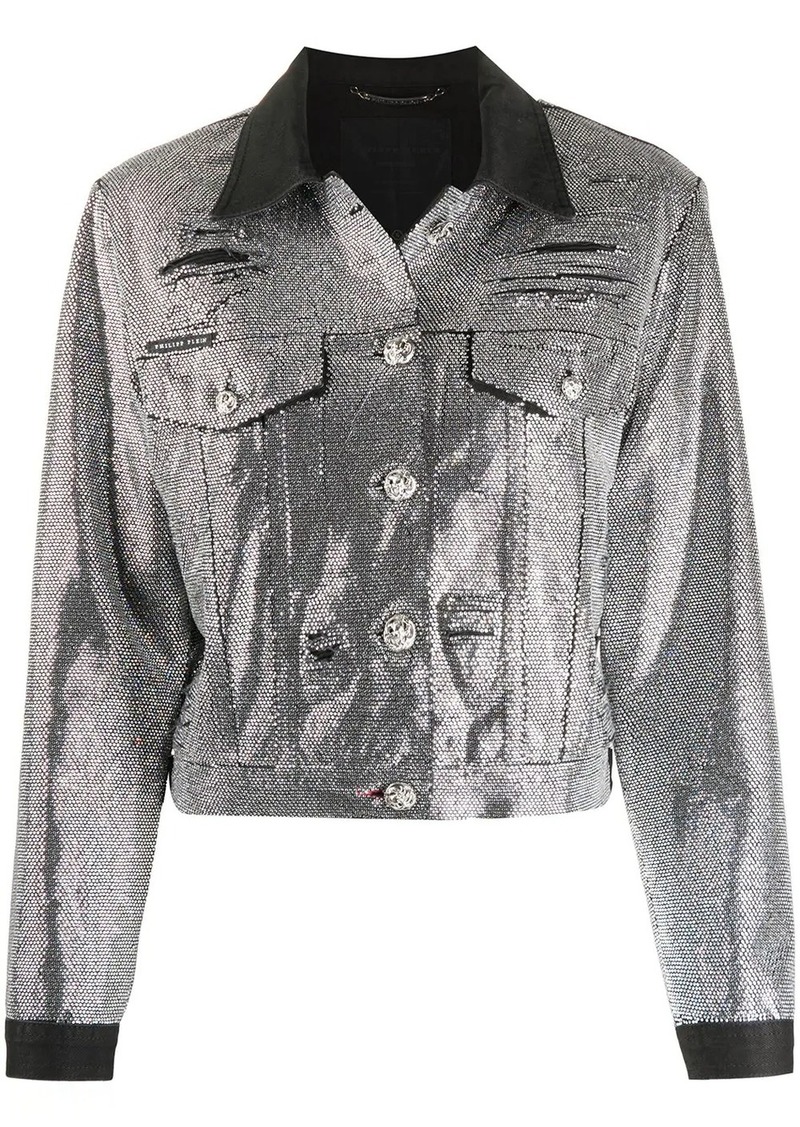 Philipp Plein crystal-embellished denim jacket