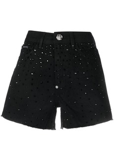 Philipp Plein crystal embellished denim shorts