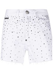 Philipp Plein crystal-embellished denim shorts