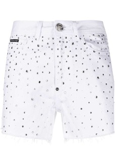 Philipp Plein crystal-embellished denim shorts
