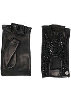 Philipp Plein crystal-embellished leather gloves