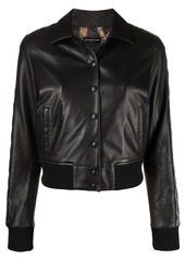 Philipp Plein crystal-embellished leather jacket