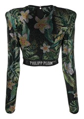 Philipp Plein crystal-embellished long-sleeved top