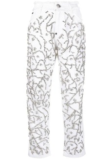 Philipp Plein crystal-embellished mom-cut leg jeans