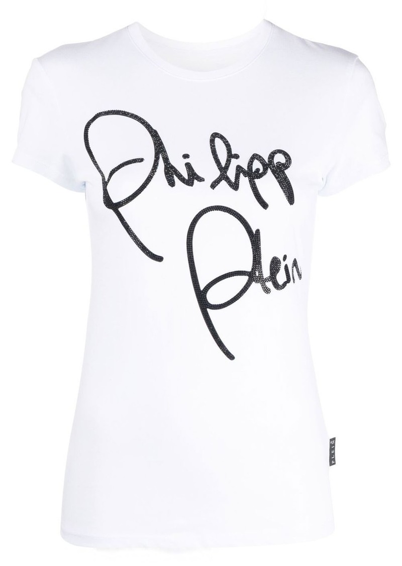 Philipp Plein crystal-embellished script T-shirt