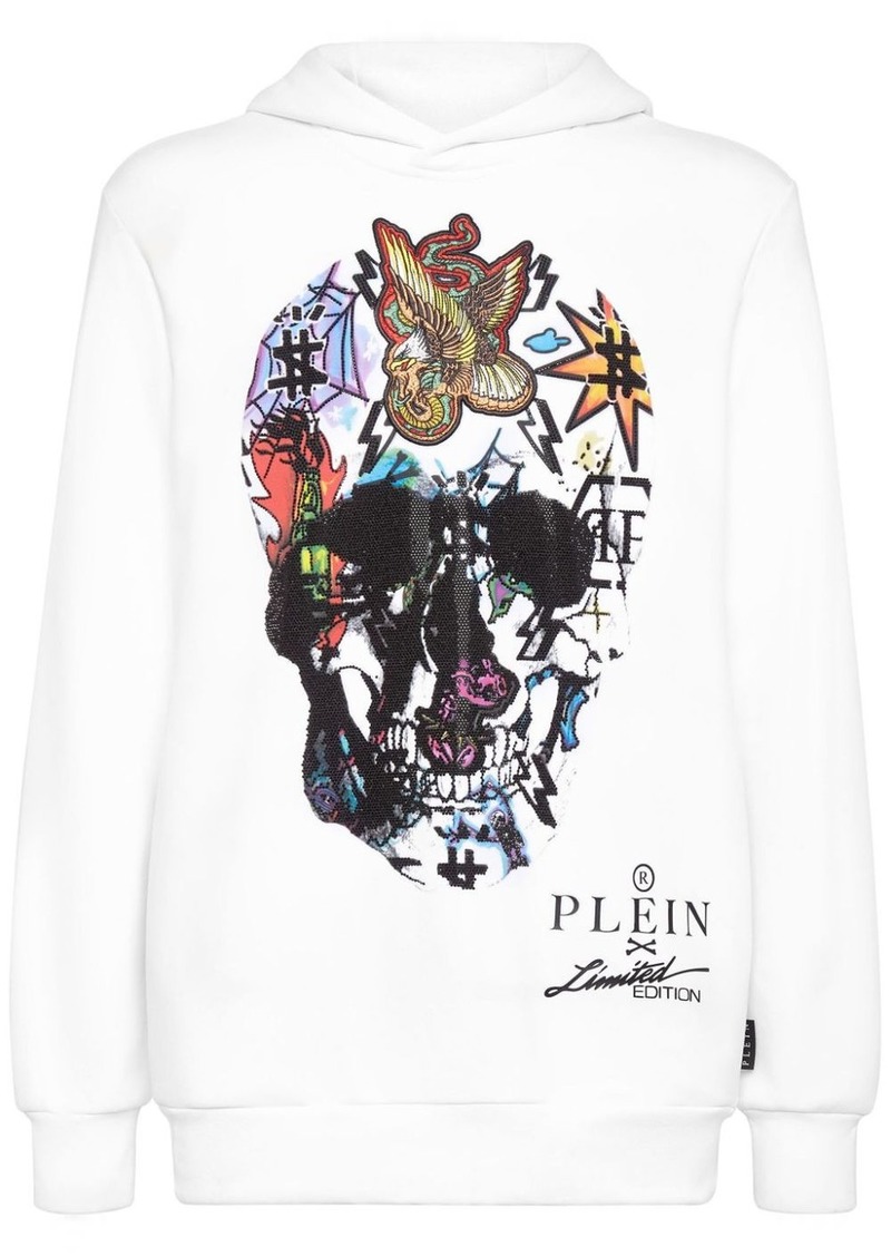 Philipp Plein crystal-embellished skull hoodie