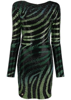 Philipp Plein crystal-embellished zebra-print dress