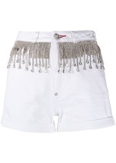 Philipp Plein crystal fringe-embellished denim shorts