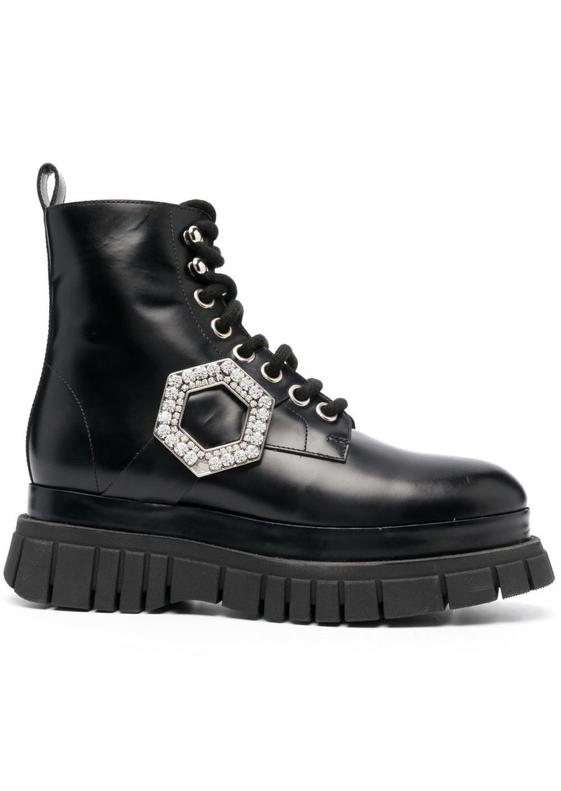 Philipp Plein crystal hexagon detail ankle boots