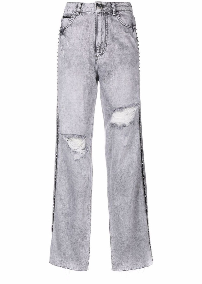 Philipp Plein Crystal ripped straight jeans