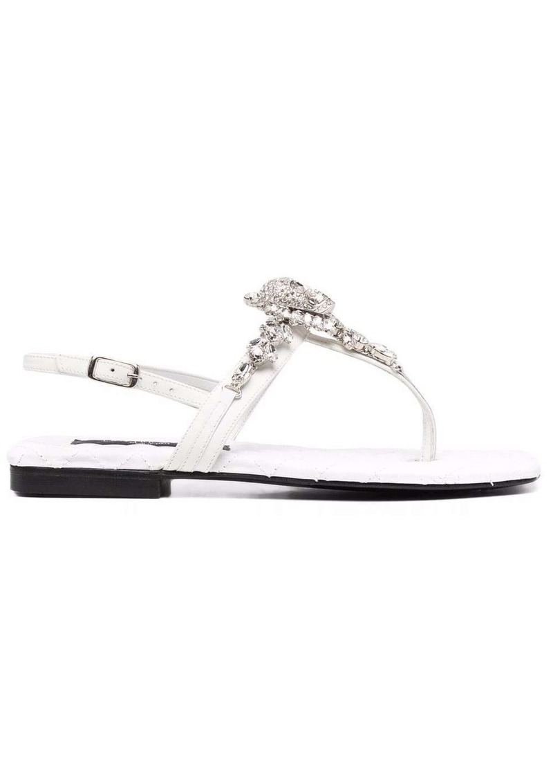 Philipp Plein crystal-skull flat sandals