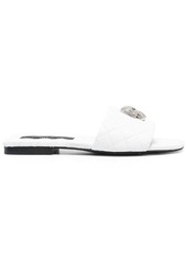 Philipp Plein crystal-skull matelassé slides