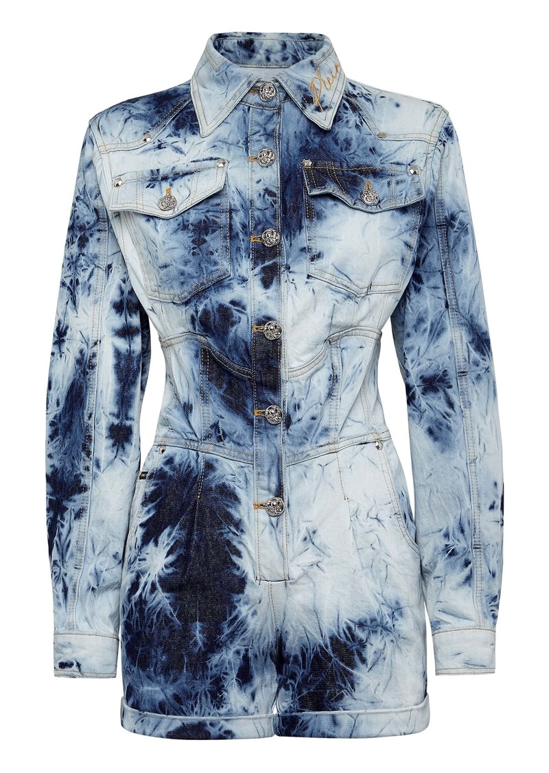 Philipp Plein Denim Jumpsuit Bleached