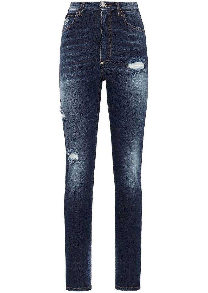 Philipp Plein distressed-effect high-waisted jeggins